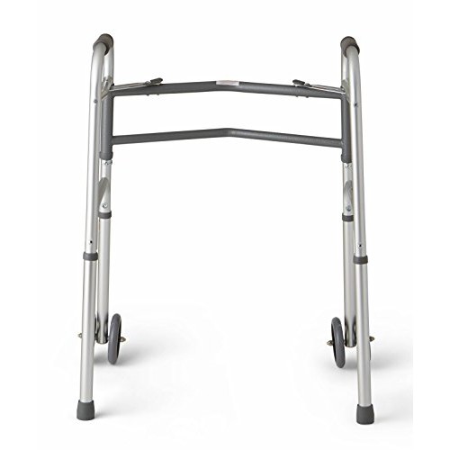 Medline Heavy Duty Bariatric Folding Walker with 5" Wheels with Durable Plast...