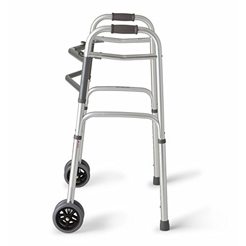 Medline Heavy Duty Bariatric Folding Walker with 5" Wheels with Durable Plast...