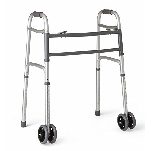 Medline Heavy Duty Bariatric Folding Walker with 5" Wheels with Durable Plast...