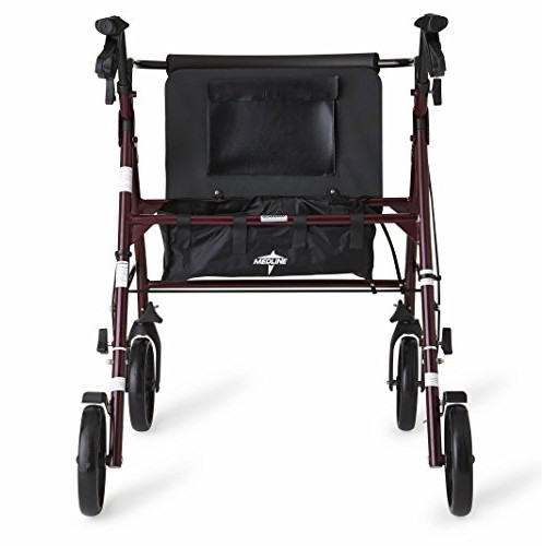Medline Heavy Duty Rollator Walker with Seat, Bariatric Rolling Walker Suppor...
