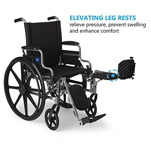 Medline Lightweight & User-Friendly Wheelchair With Flip-Back, Desk-Length Ar...