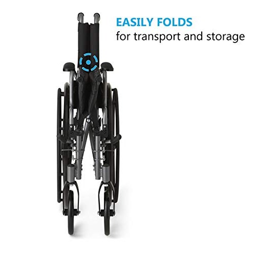 Medline Lightweight & User-Friendly Wheelchair With Flip-Back, Desk-Length Ar...