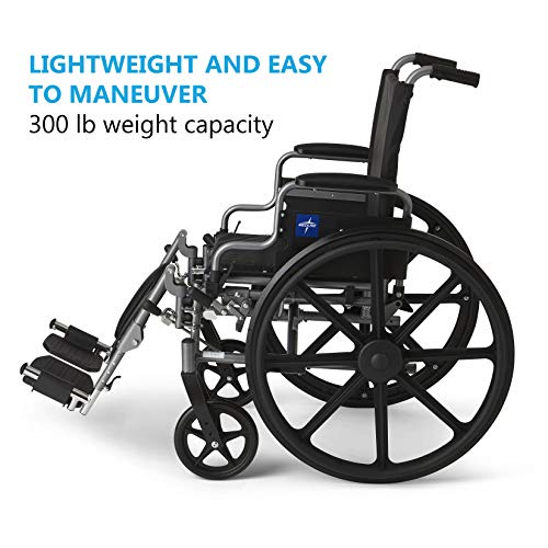 Medline Lightweight & User-Friendly Wheelchair With Flip-Back, Desk-Length Ar...