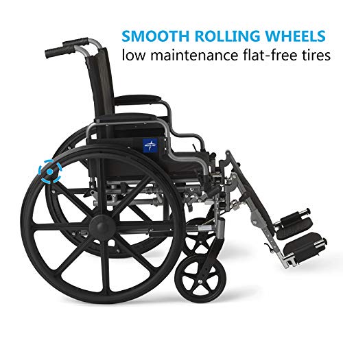 Medline Lightweight & User-Friendly Wheelchair With Flip-Back, Desk-Length Ar...