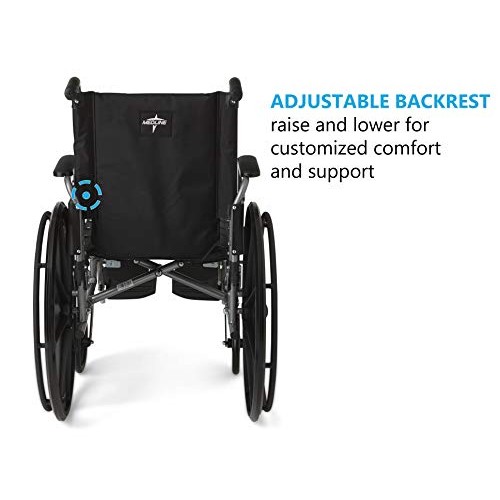Medline Lightweight & User-Friendly Wheelchair With Flip-Back, Desk-Length Ar...