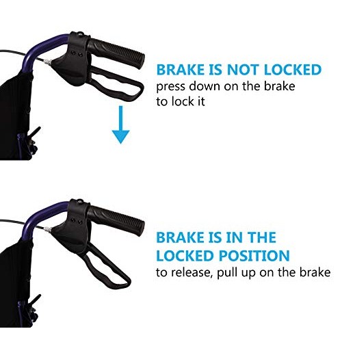 Medline Lightweight Transport Wheelchair with Handbrakes, Folding Transport C...
