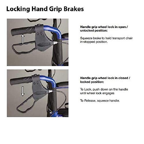 Medline Lightweight Transport Wheelchair with Handbrakes, Folding Transport C...