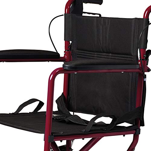 Medline Lightweight Transport Wheelchair with Handbrakes, Folding Transport C...