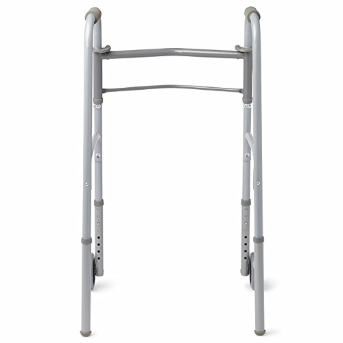 Medline - MDS86410W54BH Easy Care Two-Button Folding Walkers with 5" Wheels