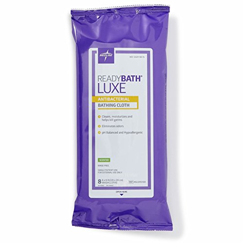 Medline ReadyBath LUXE Antibacterial Body Cleansing Cloth Wipes, Scented, Ext...