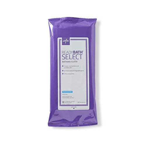 Medline ReadyBath Select Body Cleansing Cloth Wipes, Fragrance Free, Medium W...