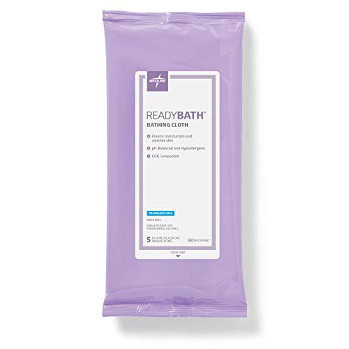 Medline ReadyBath Unscented Body Cleansing Cloths, Standard Weight Wipes (5 C...