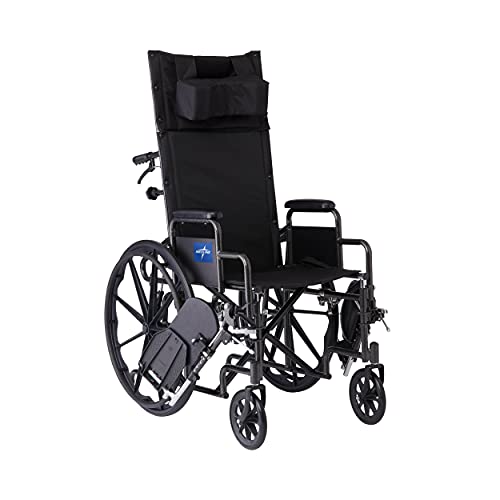 Medline Reclining Wheelchair, 18", with Elevating Leg Rests, Durable Vinyl, 3...