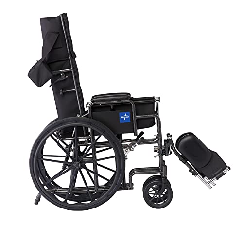 Medline Reclining Wheelchair, 20", with Elevating Leg Rests, Durable Vinyl, 3...