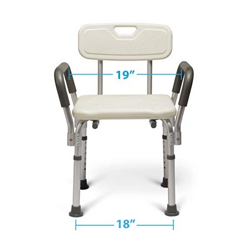 Medline Shower Chair Bath Seat with Padded Armrests and Back, Great for Batht...