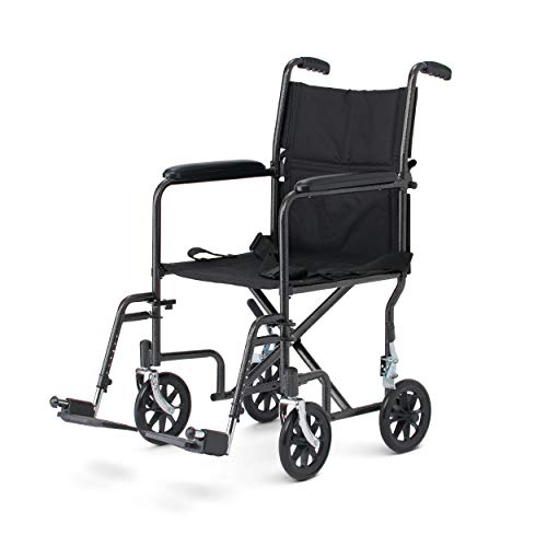 Medline Steel Transport Wheelchair, Folding Transport Chair with 8-Inch Wheel...