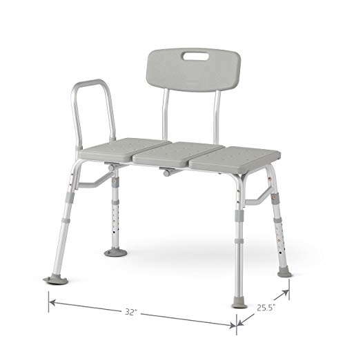 Medline Transfer Bench for Bathtub, for Use as a Bath Chair or Shower Seat, D...