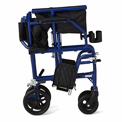 Medline Ultralight Transport Wheelchair with 19” Wide Seat, Folding Transport...