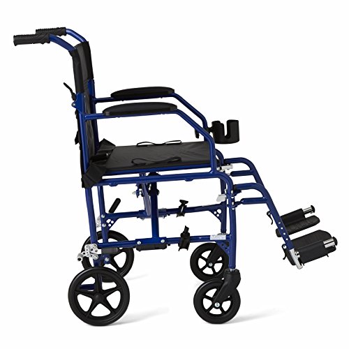 Medline Ultralight Transport Wheelchair with 19” Wide Seat, Folding Transport...
