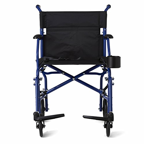Medline Ultralight Transport Wheelchair with 19” Wide Seat, Folding Transport...