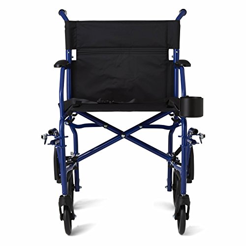 Medline Ultralight Transport Wheelchair with 19” Wide Seat, Folding Transport...