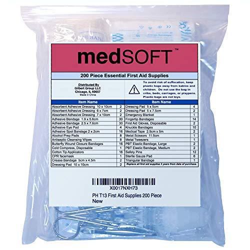 First Aid Kit Refill - 200 Piece - Extra Replacement Supplies for First Aid K...