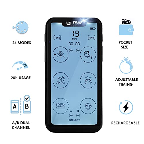 MedTens Tens Unit EMS Muscle Stimulator Touchscreen Rechargeable Tens Machine...