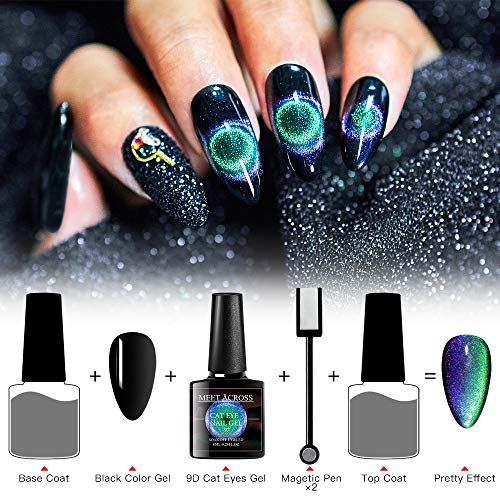 MEET ACROSS 9D Cat Eye Gel Nail Polish Set Soak Off UV LED Light Starry Sky E...