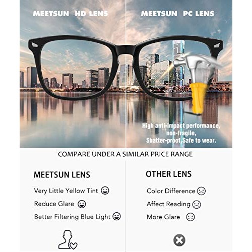 MEETSUN Blue Light Blocking Glasses, Anti Eye Strain Headache (Sleep Better),...