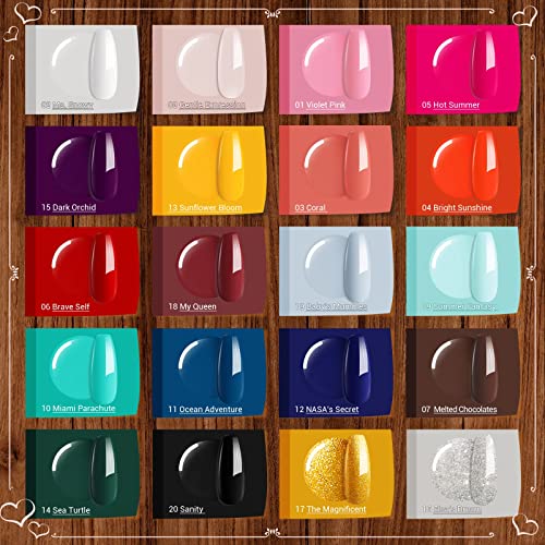 MEFA 23 Pcs Gel Nail Polish Set, Nail Gel Kit Spring with Glossy & Matte Top ...