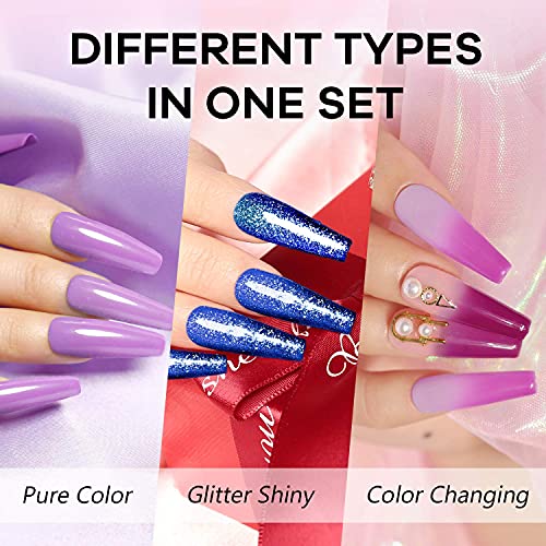 MEFA Color Changing Gel Nail Polish Set 20+3 Pcs, Soak Off Glitter Temperatur...