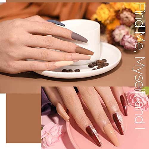 MEFA Gel Nail Polish Set 20+3 Pcs with Gift Box, Soak Off Nude Gray Brown Gli...