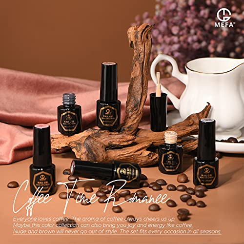 MEFA Gel Nail Polish Set 20+3 Pcs with Gift Box, Soak Off Nude Gray Brown Gli...