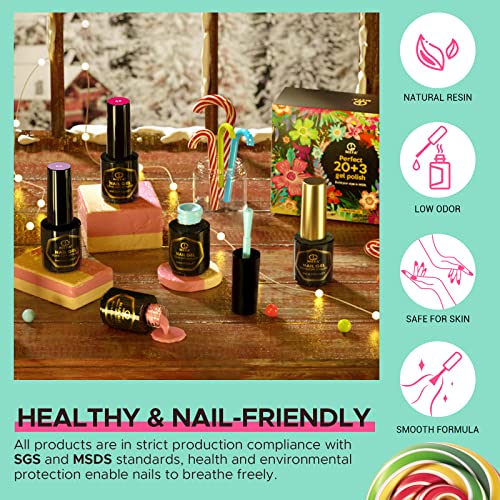 MEFA Gel Nail Polish Set 23 Pcs with Gift Box, Pastel Nail Gel Kit Cotton Can...