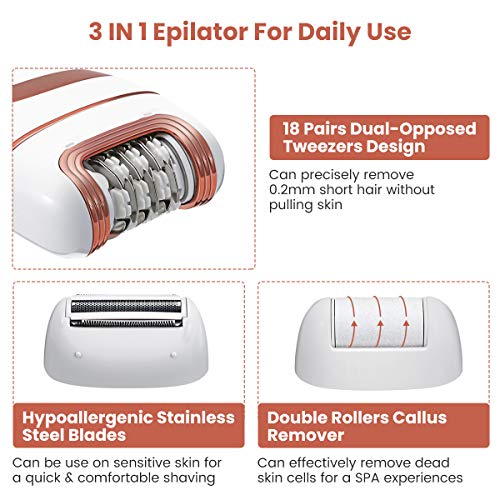 Mefor 3 in 1 Electric Shaver for Women, Epilator Hair Remover Cordless Includ...