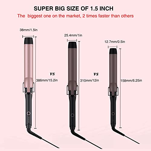 MegaWise Pro 1.5 inch Ceramic Hair Curling Iron, 20s PTC Fast Heating Tech, A...