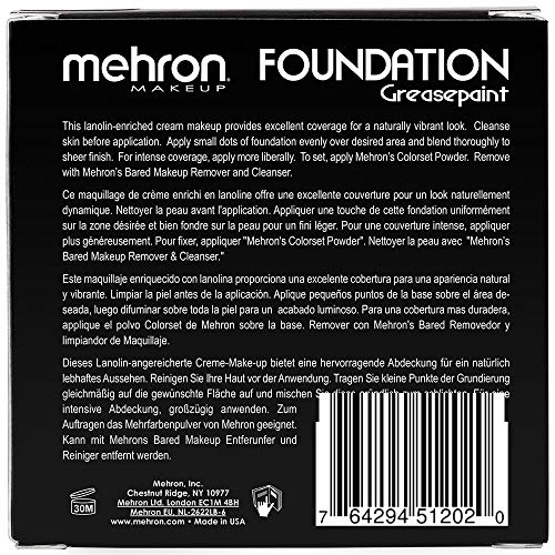 Mehron Makeup Foundation Greasepaint (1.25 oz) (BLACK)