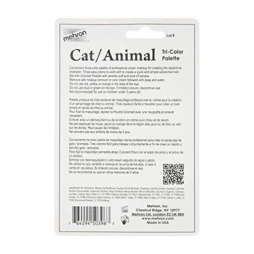 Mehron Makeup Tri-Color Halloween Makeup Palette (CAT/ANIMAL)