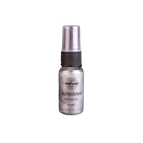 Mehron Professional Glitter Spray for Hair and Body, 1.0 Ounce - Silver