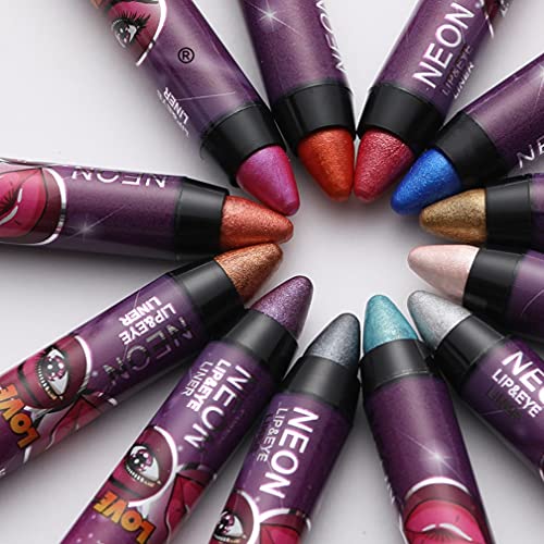 MEICOLY 12 Pcs Eyeshadow Stick Set,Smokey Eyeshadow Colorful Metallic Shimmer...