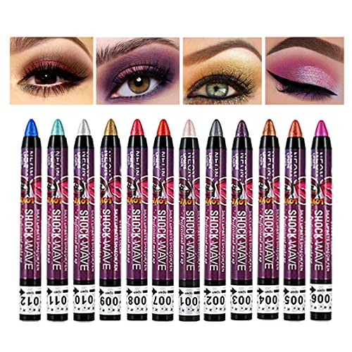 MEICOLY 12 Pcs Eyeshadow Stick Set,Smokey Eyeshadow Colorful Metallic Shimmer...