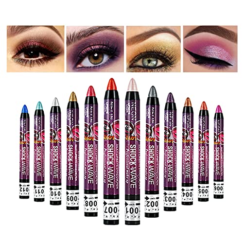 MEICOLY 12 Pcs Eyeshadow Stick Set,Smokey Eyeshadow Colorful Metallic Shimmer...