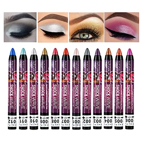 MEICOLY 12 Pcs Eyeshadow Stick Set,Smokey Eyeshadow Colorful Metallic Shimmer...