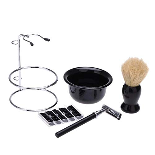 MEICOLY 5 in 1 Shaving Kits for Men Set，Badger Stainless Steel Stand Holder,...