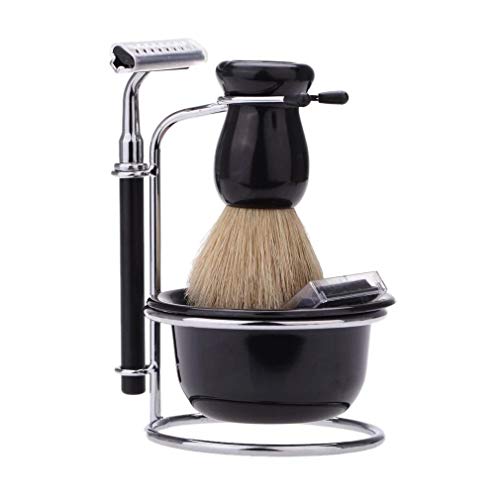 MEICOLY 5 in 1 Shaving Kits for Men Set，Badger Stainless Steel Stand Holder,...