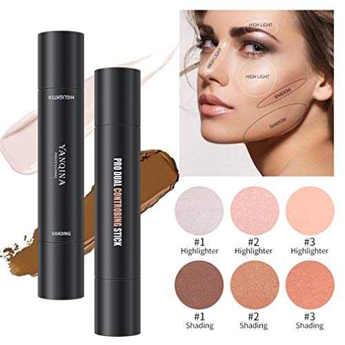 MEICOLY 6 Colors Highlight Contour Stick Double Head Facial Repair Bronzer Co...