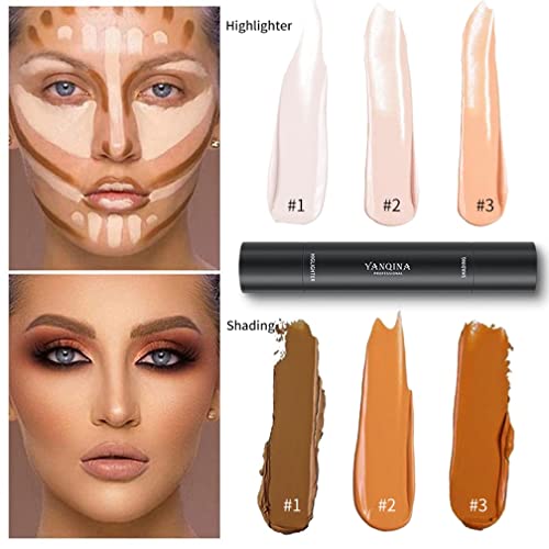 MEICOLY 6 Colors Highlight Contour Stick Double Head Facial Repair Bronzer Co...