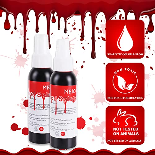 MEICOLY Blood Splatter, 2.1oz Fake Blood Spray, Halloween Liquid Blood for Cl...