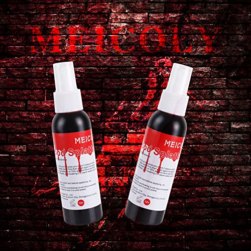 MEICOLY Blood Splatter, 2.1oz Fake Blood Spray, Halloween Liquid Blood for Cl...