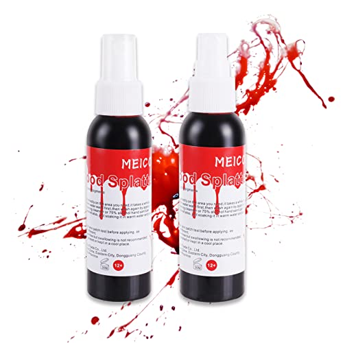 MEICOLY Blood Splatter, 2.1oz Fake Blood Spray, Halloween Liquid Blood for Cl...